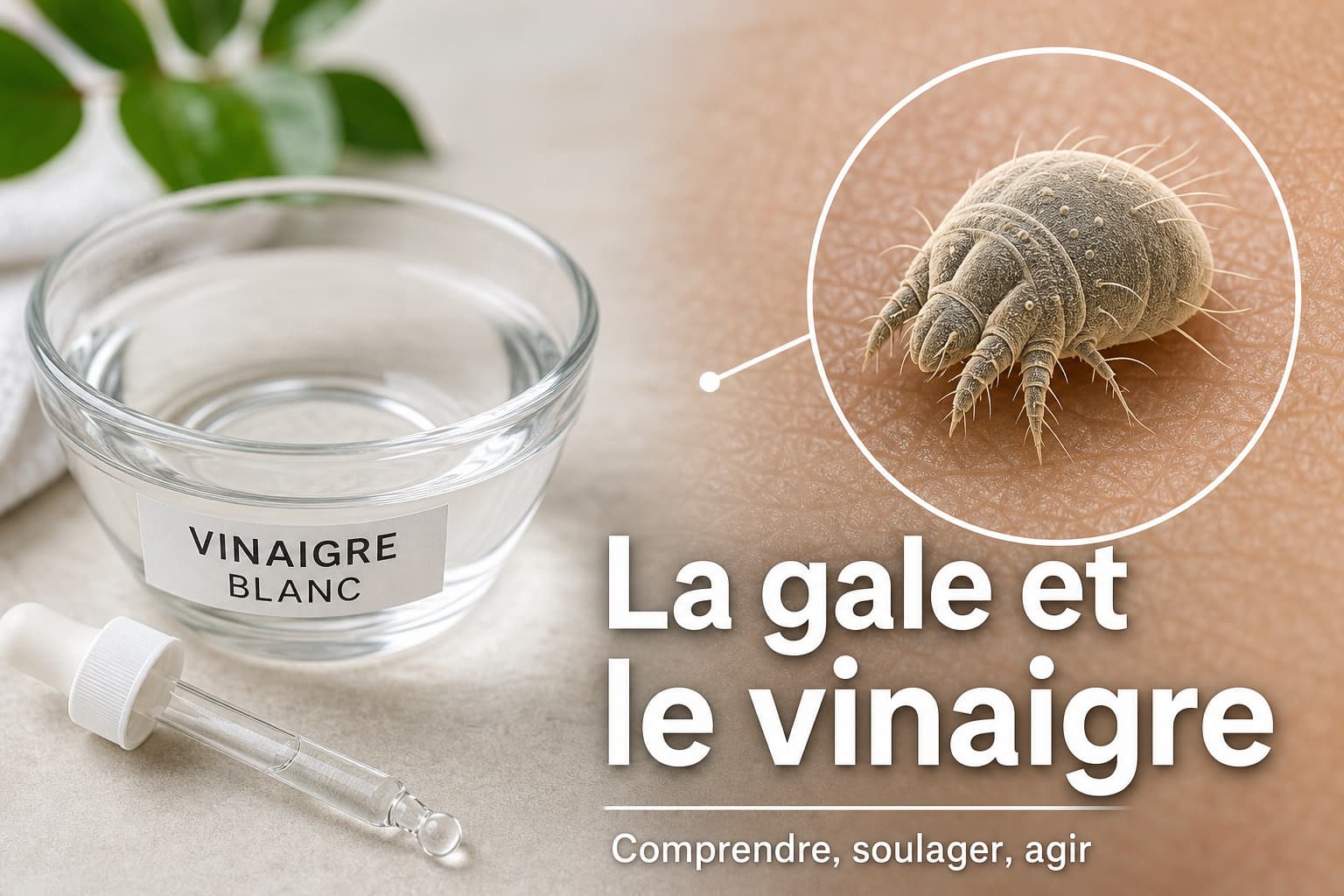 Sarcopte de la gale et vinaigre blanc