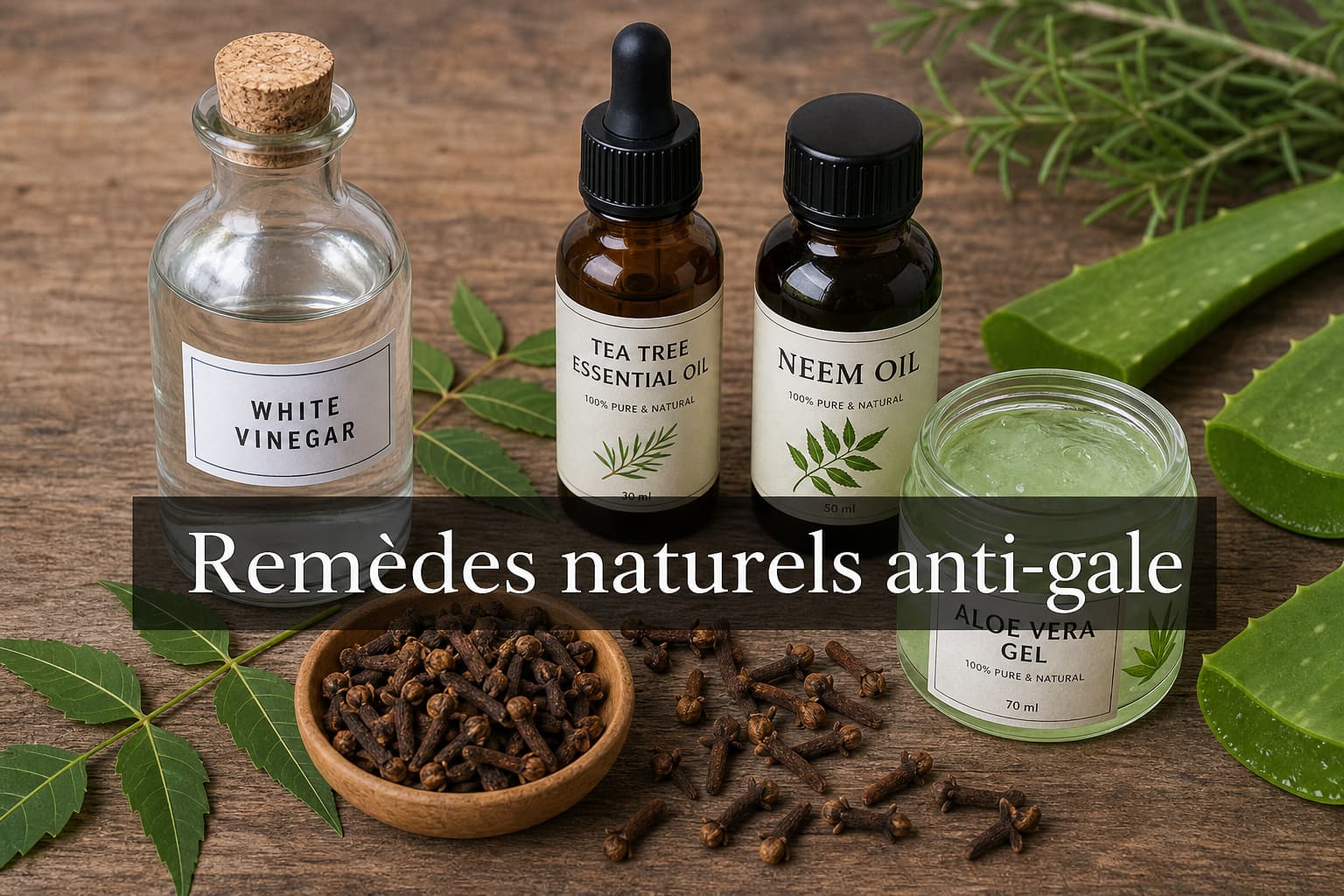 Remèdes naturels anti-gale : vinaigre, tea tree, neem et aloe vera